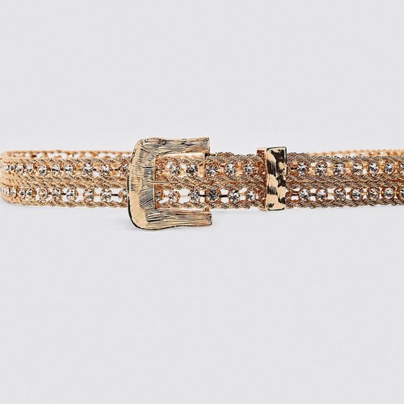 ZARA GOLD BEJEWELLED METALLIC BELT - ajaykongumatrimony.com display picture 2